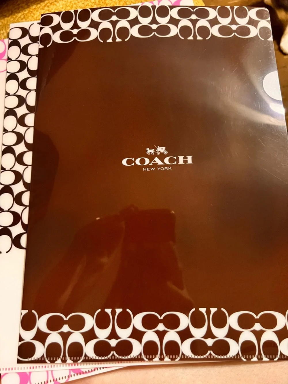 Coach Brown and Pink Logo Document Folders with Signature Border Japan Release